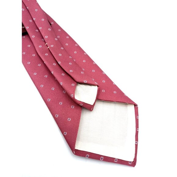 Oscar De La Renta Mens Red Burgundy Tie With Square Pattern Vintage Classic Wear - Picture 14 of 16